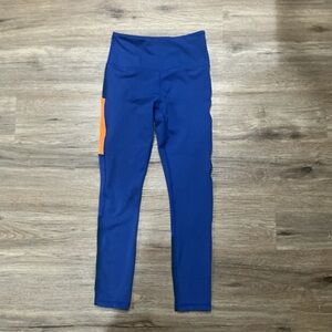 Zyia Active Light N Tight Leggings Blue Neon Orange Pocket High Rise Sz 2